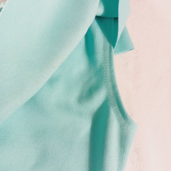 boohoo, NWOT One Shoulder Ruffled Aqua Bodysuit Size 6 Bodycon, Beachy, Vacation - Picture 5 of 11